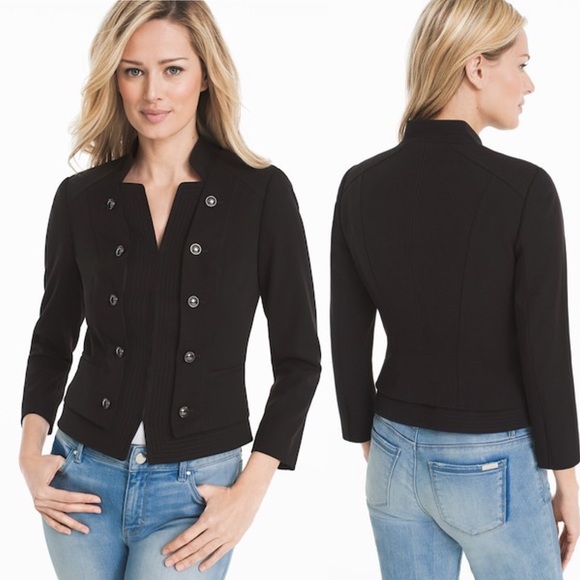 White House Black Market Jackets & Blazers - WHBM Bracelet Sleeve Black Military Jacket Blazer